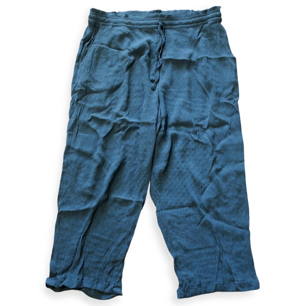 Haven Well Within Blue Textured Drawstring Naia Straight Leg Ankle Pants XL - Picture 2 of 6